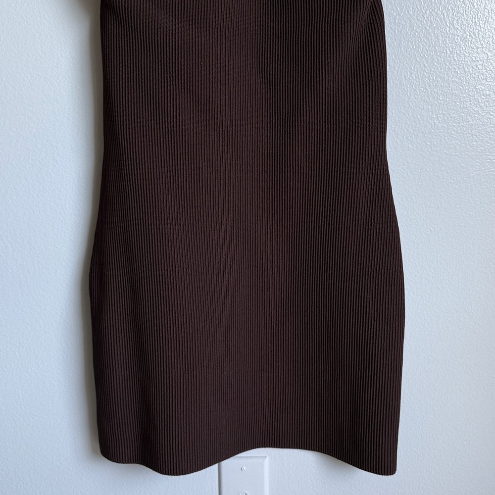 Aritzia Babaton Brown Sculpt Knit Criss Cross Midi Dress, Bodycon, X-Large, XL - Picture 6 of 8